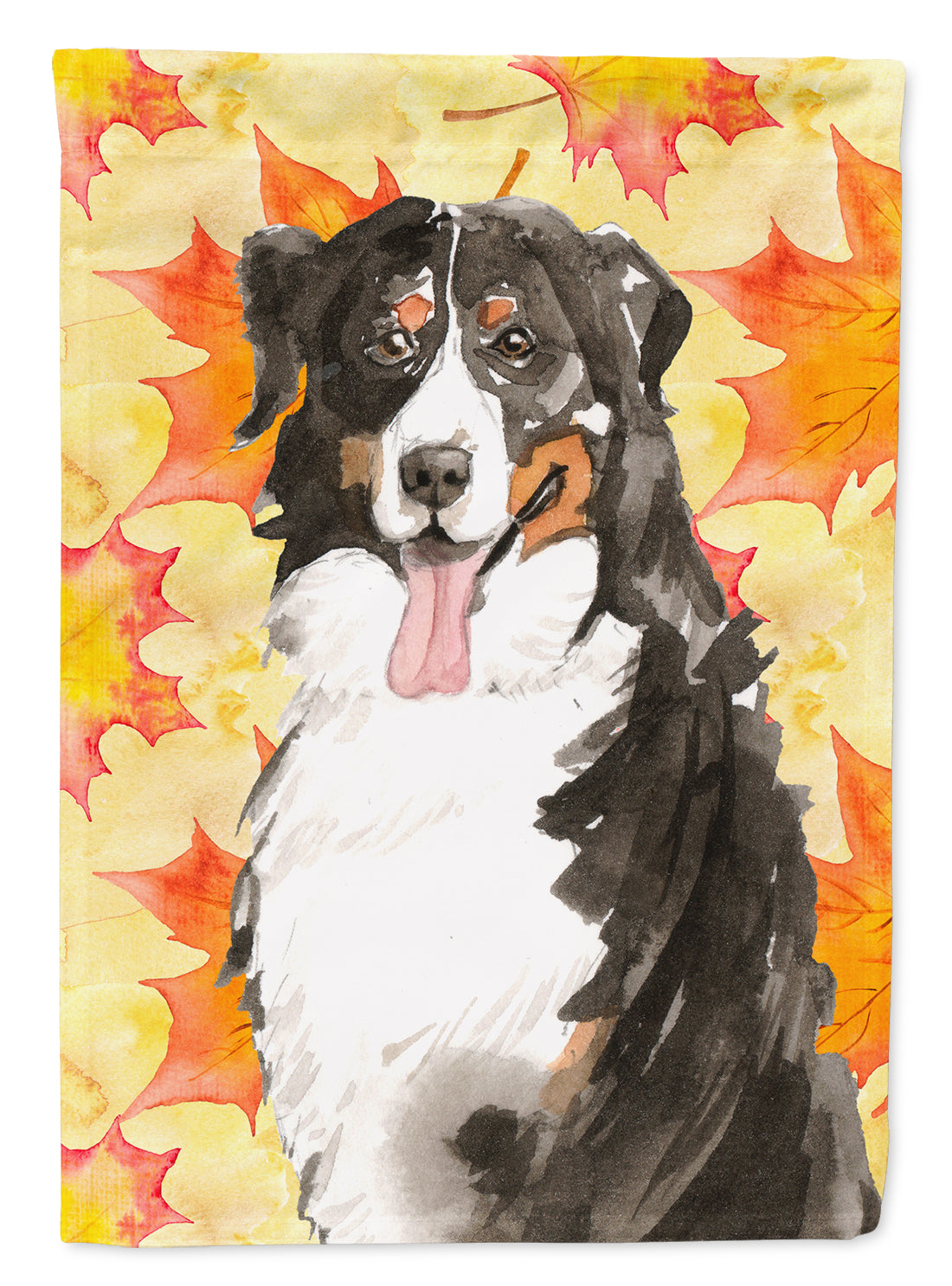 Fall Leaves Bernese Mountain Dog House Flag 28x40 Porch Sleeve Pole Decorative Outside Yard Banner Artwork Wall Hanging, Polyester