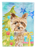 Christmas Tree Yorkie Yorkshire Terrier House Flag 28x40 Porch Sleeve Pole Decorative Outside Yard Banner Artwork Wall Hanging, Polyester