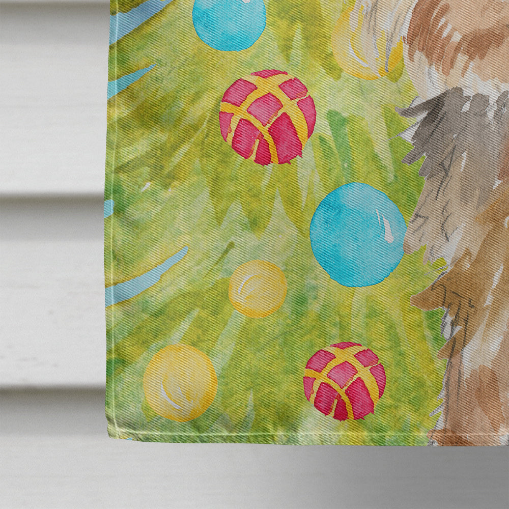 Christmas Tree Yorkie Yorkshire Terrier House Flag 28x40 Porch Sleeve Pole Decorative Outside Yard Banner Artwork Wall Hanging, Polyester