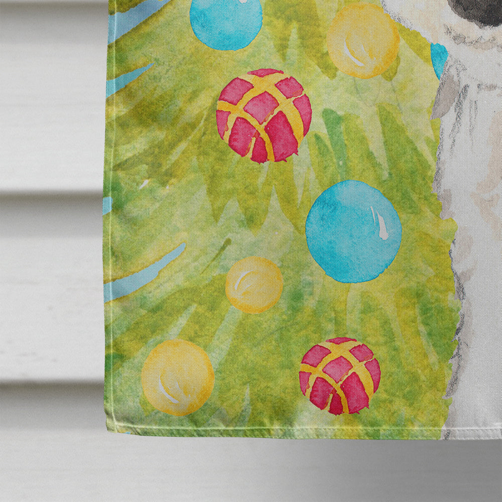 Christmas Tree Fox Terrier House Flag 28x40 Porch Sleeve Pole Decorative Outside Yard Banner Artwork Wall Hanging, Polyester