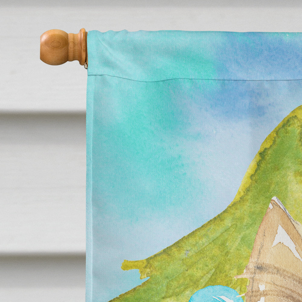 Christmas Tree White Collie House Flag 28x40 Porch Sleeve Pole Decorative Outside Yard Banner Artwork Wall Hanging, Polyester
