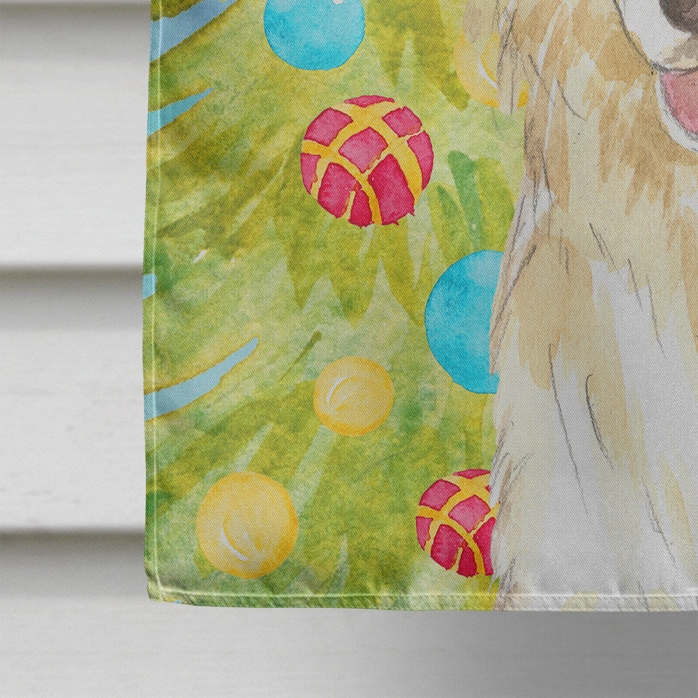 Christmas Tree White Collie House Flag 28x40 Porch Sleeve Pole Decorative Outside Yard Banner Artwork Wall Hanging, Polyester