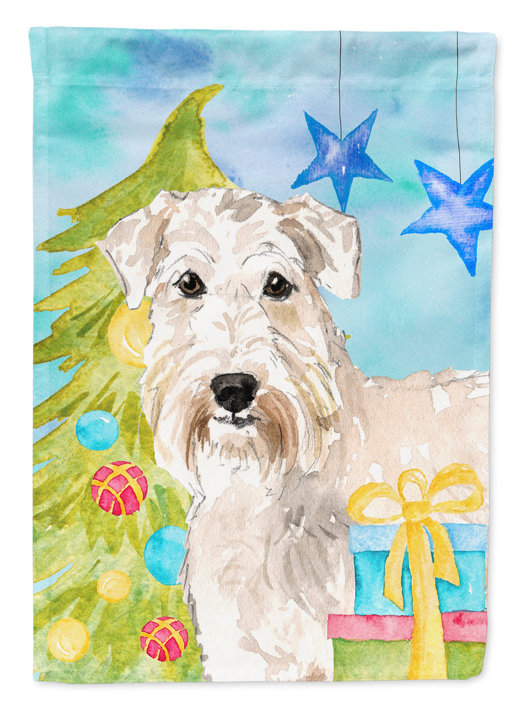 Christmas Tree Wheaten Terrier House Flag 28x40 Porch Sleeve Pole Decorative Outside Yard Banner Artwork Wall Hanging, Polyester
