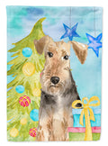 Christmas Tree Welsh Terrier House Flag 28x40 Porch Sleeve Pole Decorative Outside Yard Banner Artwork Wall Hanging, Polyester