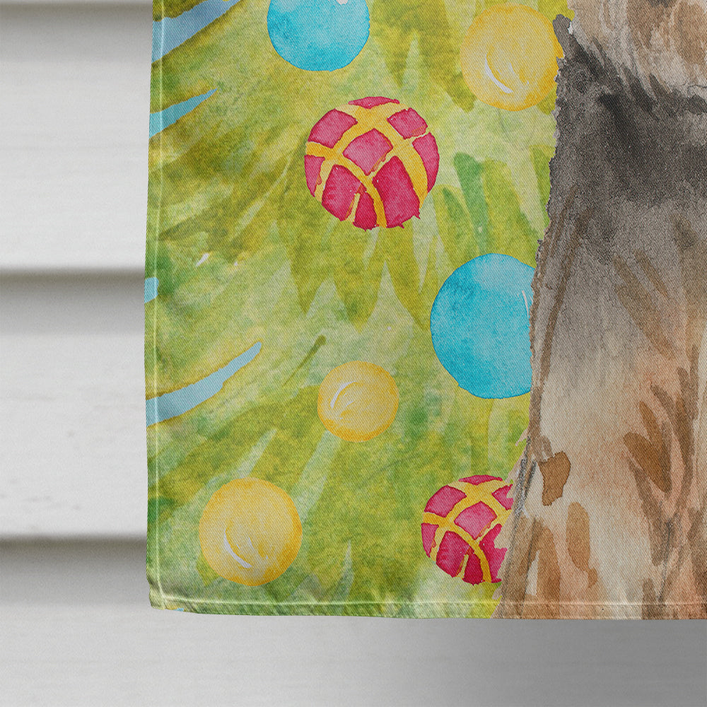 Christmas Tree Welsh Terrier House Flag 28x40 Porch Sleeve Pole Decorative Outside Yard Banner Artwork Wall Hanging, Polyester