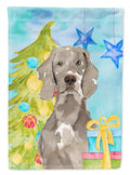 Christmas Tree Weimaraner House Flag 28x40 Porch Sleeve Pole Decorative Outside Yard Banner Artwork Wall Hanging, Polyester