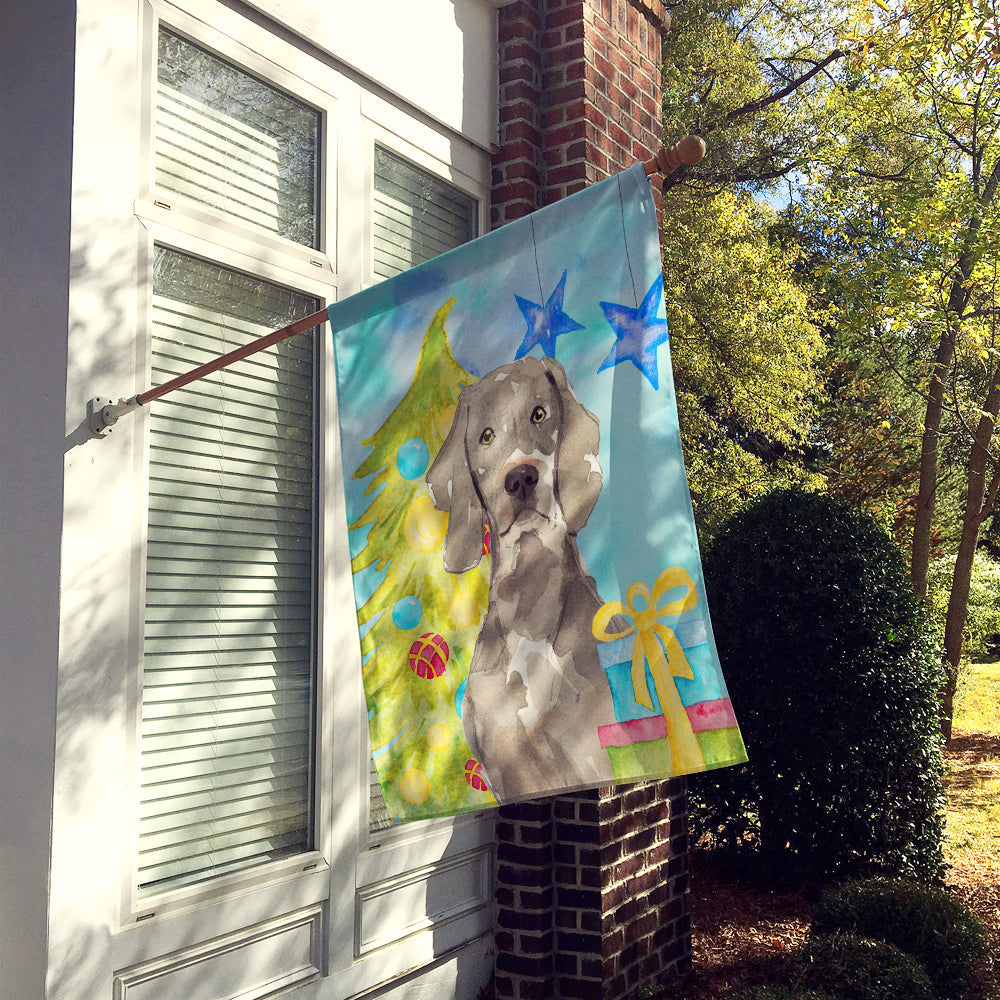 Christmas Tree Weimaraner House Flag 28x40 Porch Sleeve Pole Decorative Outside Yard Banner Artwork Wall Hanging, Polyester