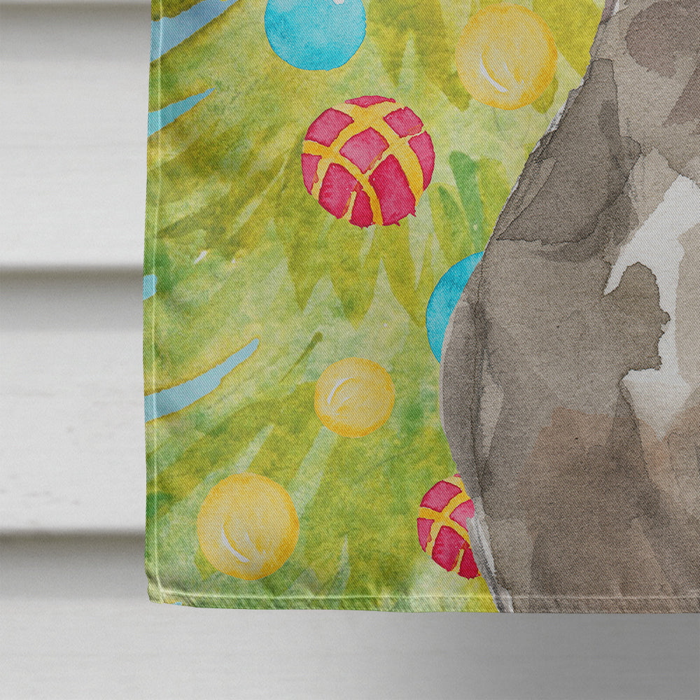 Christmas Tree Weimaraner House Flag 28x40 Porch Sleeve Pole Decorative Outside Yard Banner Artwork Wall Hanging, Polyester