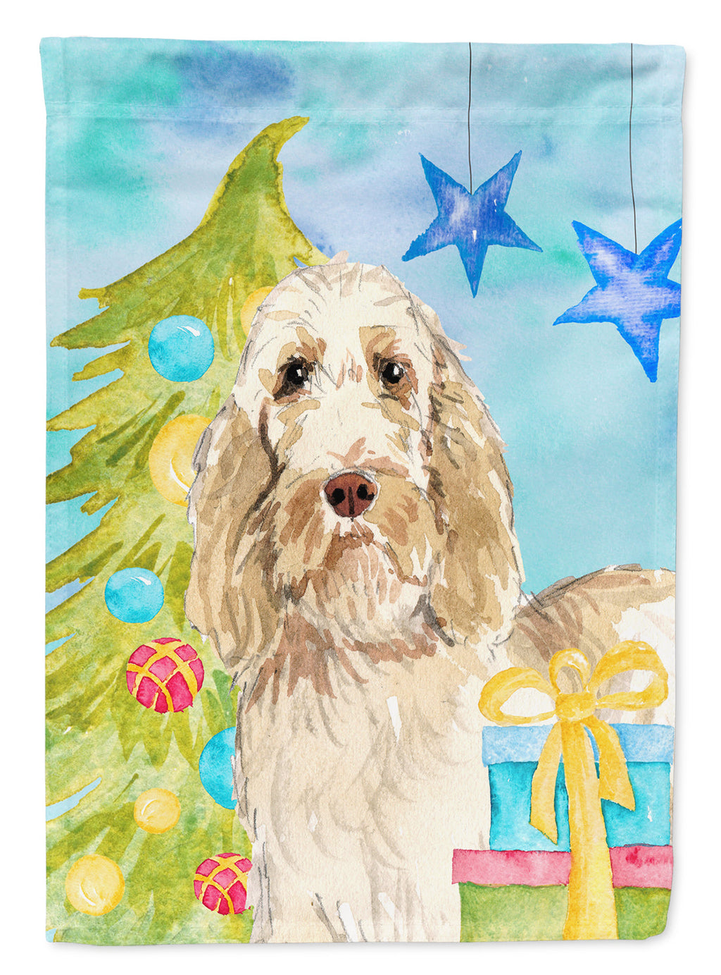Christmas Tree Spinone Italiano House Flag 28x40 Porch Sleeve Pole Decorative Outside Yard Banner Artwork Wall Hanging, Polyester