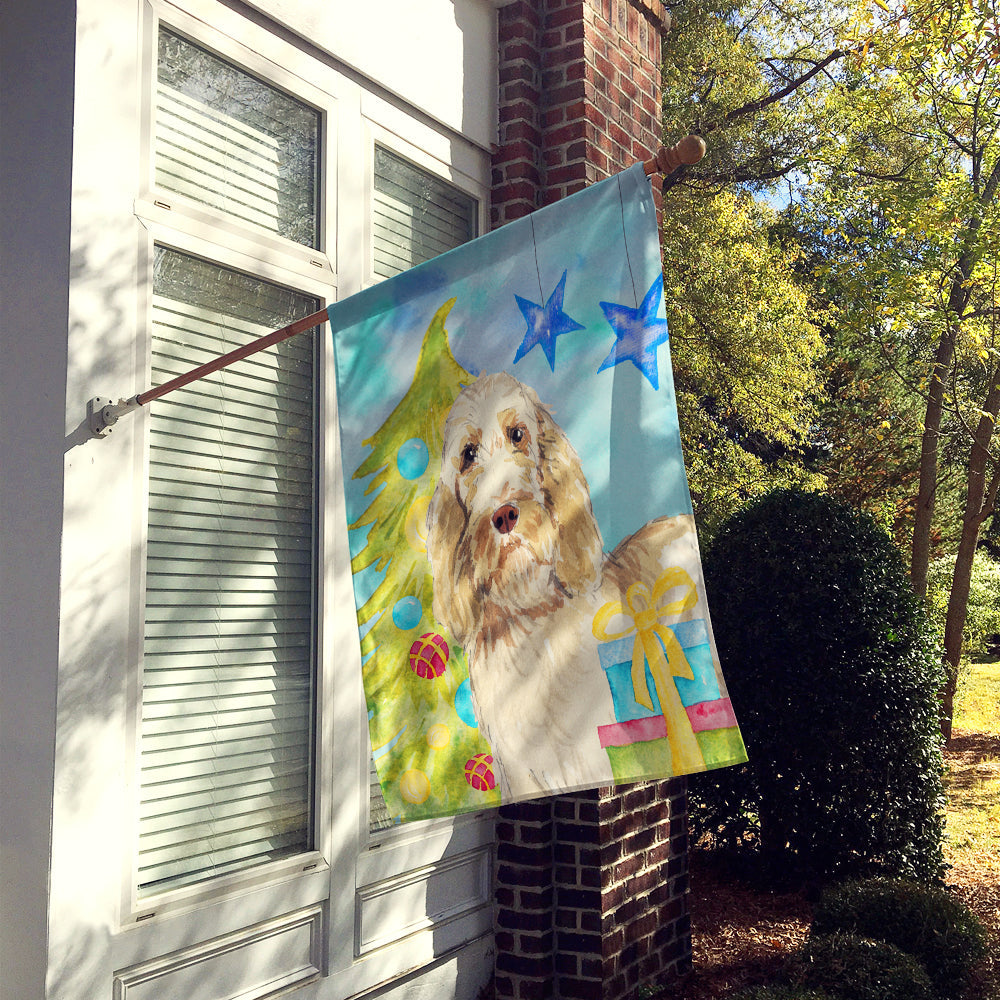 Christmas Tree Spinone Italiano House Flag 28x40 Porch Sleeve Pole Decorative Outside Yard Banner Artwork Wall Hanging, Polyester