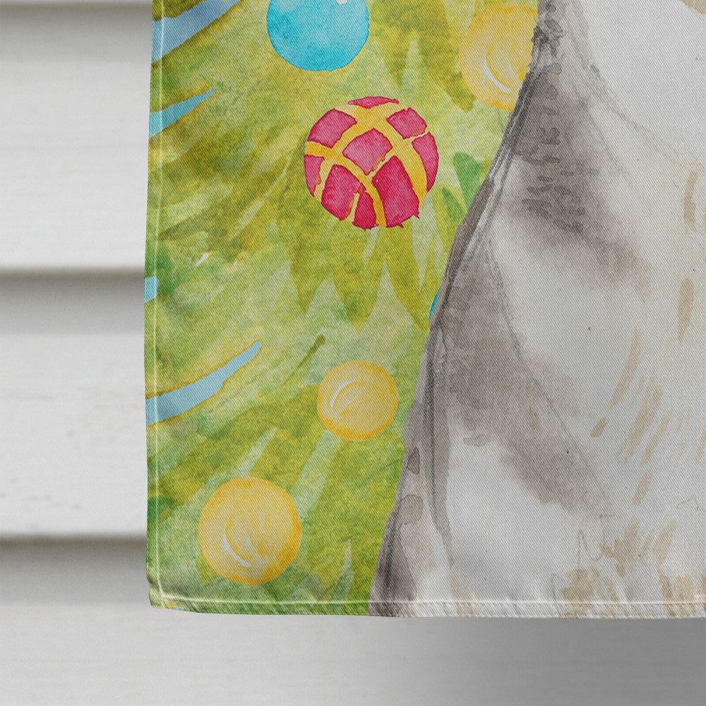 Christmas Tree Siberian Husky House Flag 28x40 Porch Sleeve Pole Decorative Outside Yard Banner Artwork Wall Hanging, Polyester