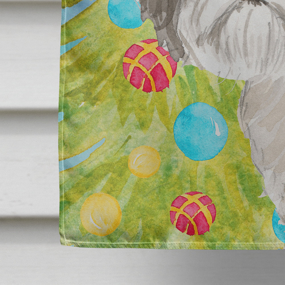 Christmas Tree Shih Tzu Puppy House Flag 28x40 Porch Sleeve Pole Decorative Outside Yard Banner Artwork Wall Hanging, Polyester
