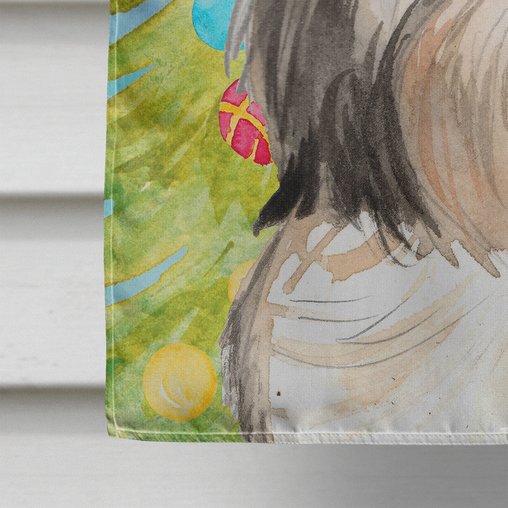 Christmas Tree Shih Tzu House Flag 28x40 Porch Sleeve Pole Decorative Outside Yard Banner Artwork Wall Hanging, Polyester