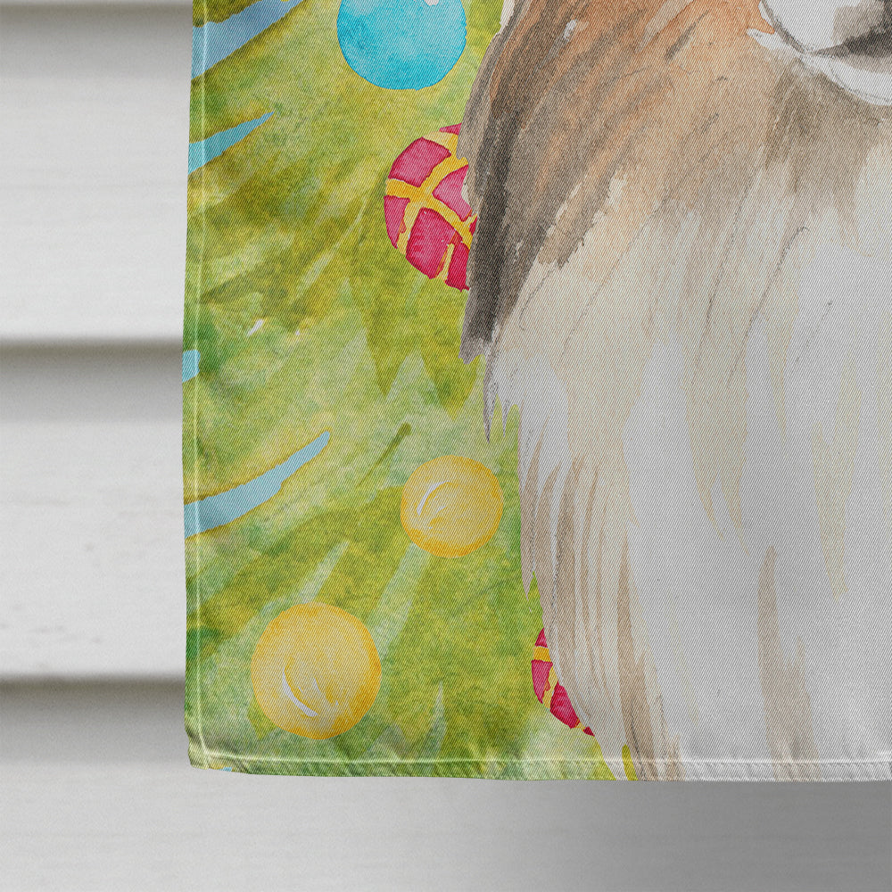 Christmas Tree Sheltie House Flag 28x40 Porch Sleeve Pole Decorative Outside Yard Banner Artwork Wall Hanging, Polyester