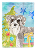 Christmas Tree Schnauzer #1 House Flag 28x40 Porch Sleeve Pole Decorative Outside Yard Banner Artwork Wall Hanging, Polyester