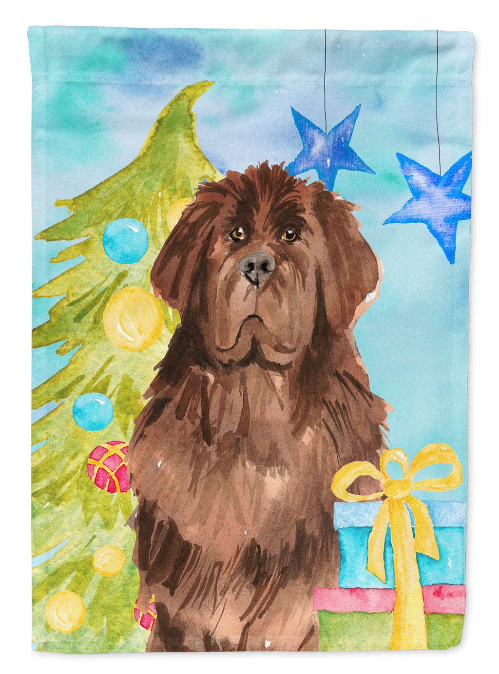 Christmas Tree Newfoundland House Flag 28x40 Porch Sleeve Pole Decorative Outside Yard Banner Artwork Wall Hanging, Polyester