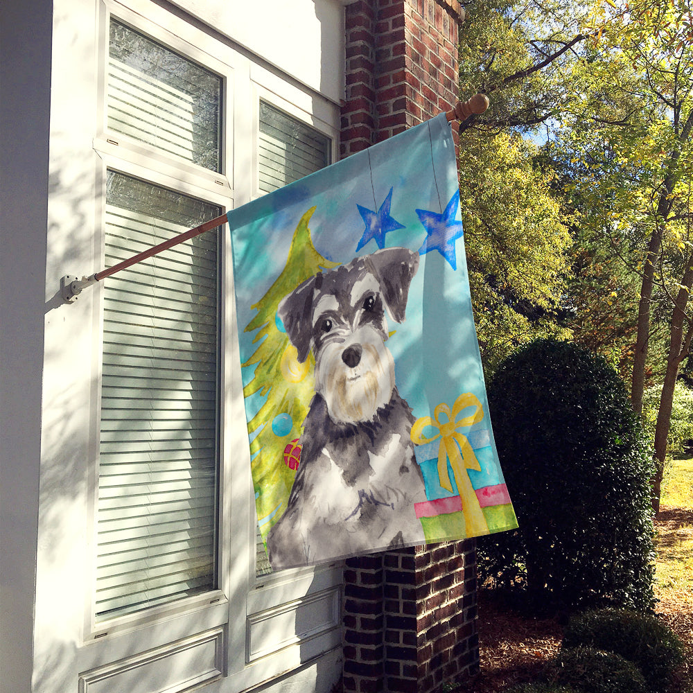 Christmas Tree Schnauzer #2 House Flag 28x40 Porch Sleeve Pole Decorative Outside Yard Banner Artwork Wall Hanging, Polyester