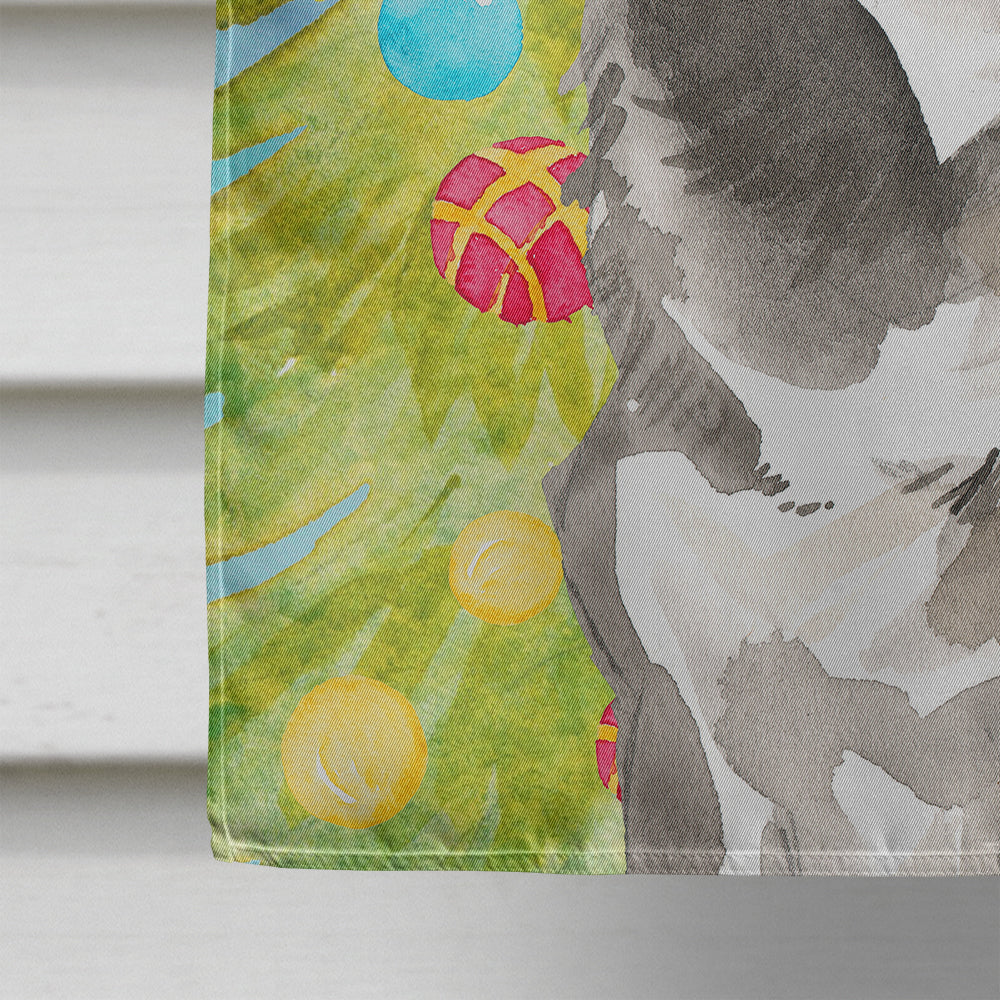 Christmas Tree Alaskan Malamute House Flag 28x40 Porch Sleeve Pole Decorative Outside Yard Banner Artwork Wall Hanging, Polyester
