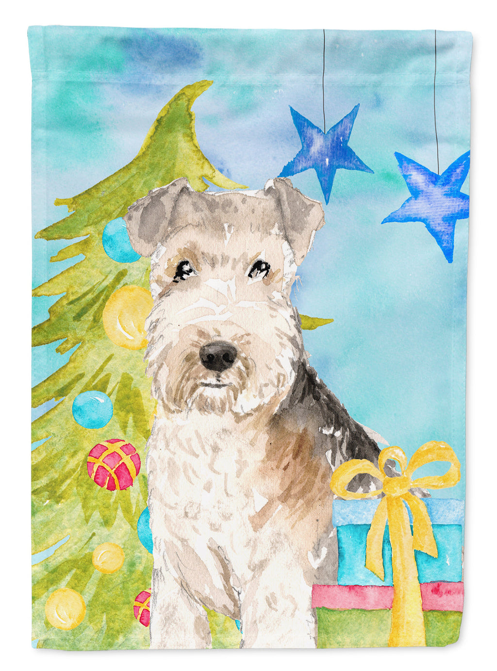 Christmas Tree Lakeland Terrier House Flag 28x40 Porch Sleeve Pole Decorative Outside Yard Banner Artwork Wall Hanging, Polyester