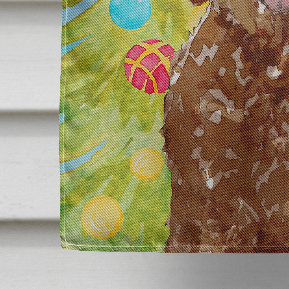 Christmas Tree Labradoodle House Flag 28x40 Porch Sleeve Pole Decorative Outside Yard Banner Artwork Wall Hanging, Polyester
