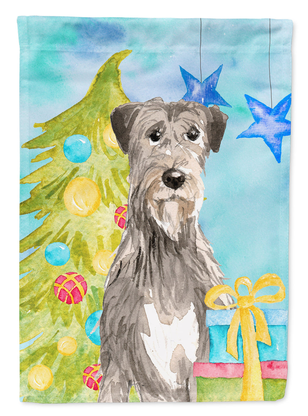 Christmas Tree Irish Wolfhound House Flag 28x40 Porch Sleeve Pole Decorative Outside Yard Banner Artwork Wall Hanging, Polyester