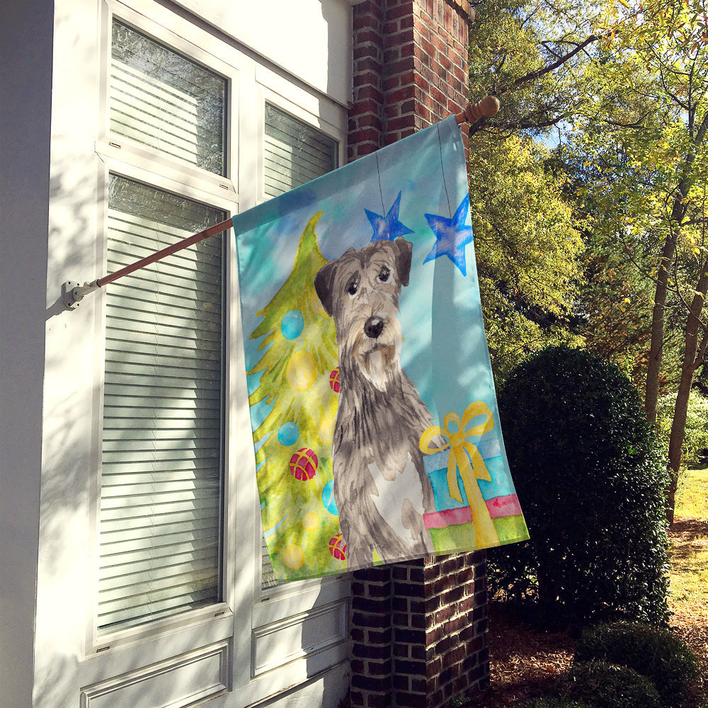 Christmas Tree Irish Wolfhound House Flag 28x40 Porch Sleeve Pole Decorative Outside Yard Banner Artwork Wall Hanging, Polyester
