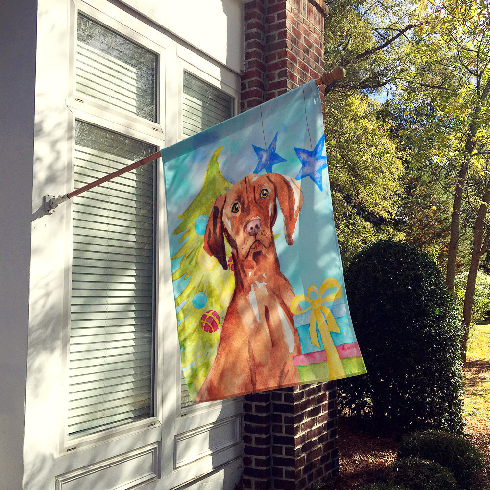 Christmas Tree Vizsla House Flag 28x40 Porch Sleeve Pole Decorative Outside Yard Banner Artwork Wall Hanging, Polyester