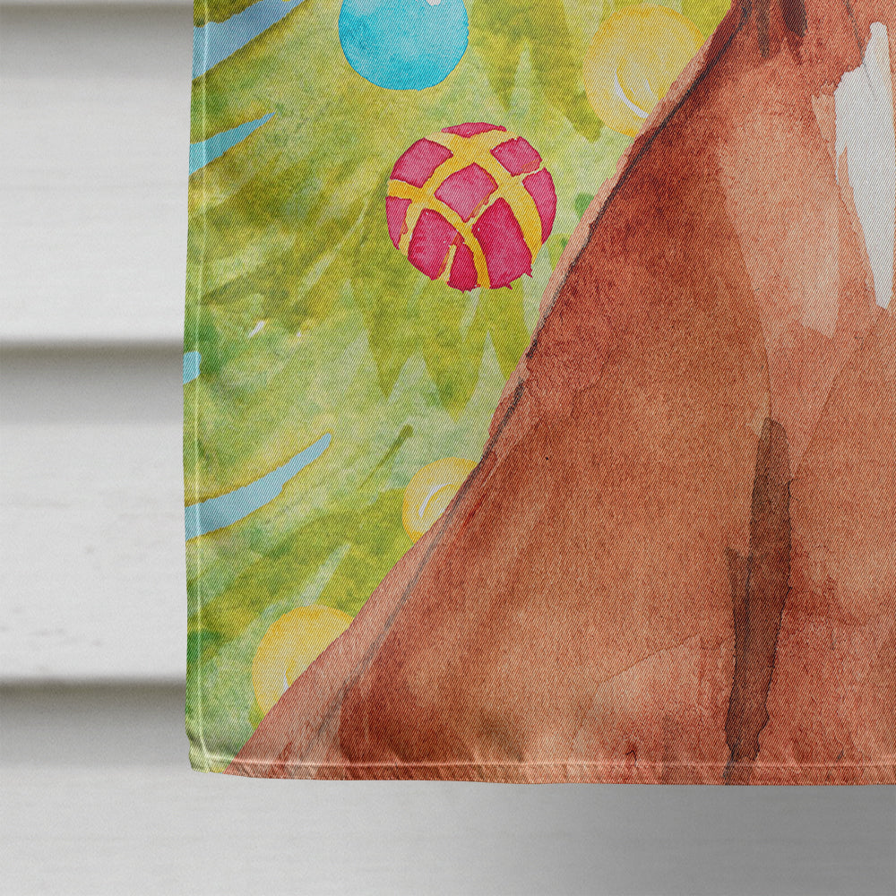 Christmas Tree Vizsla House Flag 28x40 Porch Sleeve Pole Decorative Outside Yard Banner Artwork Wall Hanging, Polyester