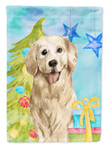 Christmas Tree Golden Retriever House Flag 28x40 Porch Sleeve Pole Decorative Outside Yard Banner Artwork Wall Hanging, Polyester