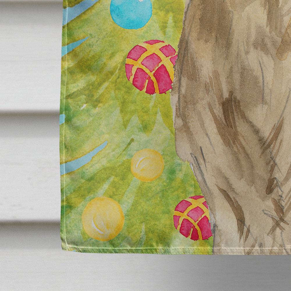 Christmas Tree Golden Retriever House Flag 28x40 Porch Sleeve Pole Decorative Outside Yard Banner Artwork Wall Hanging, Polyester