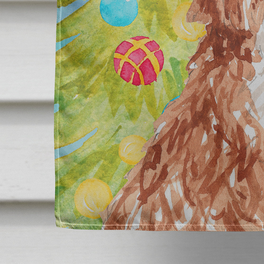 Christmas Tree Cavapoo House Flag 28x40 Porch Sleeve Pole Decorative Outside Yard Banner Artwork Wall Hanging, Polyester