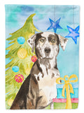 Christmas Tree Catahoula Leopard Dog House Flag 28x40 Porch Sleeve Pole Decorative Outside Yard Banner Artwork Wall Hanging, Polyester
