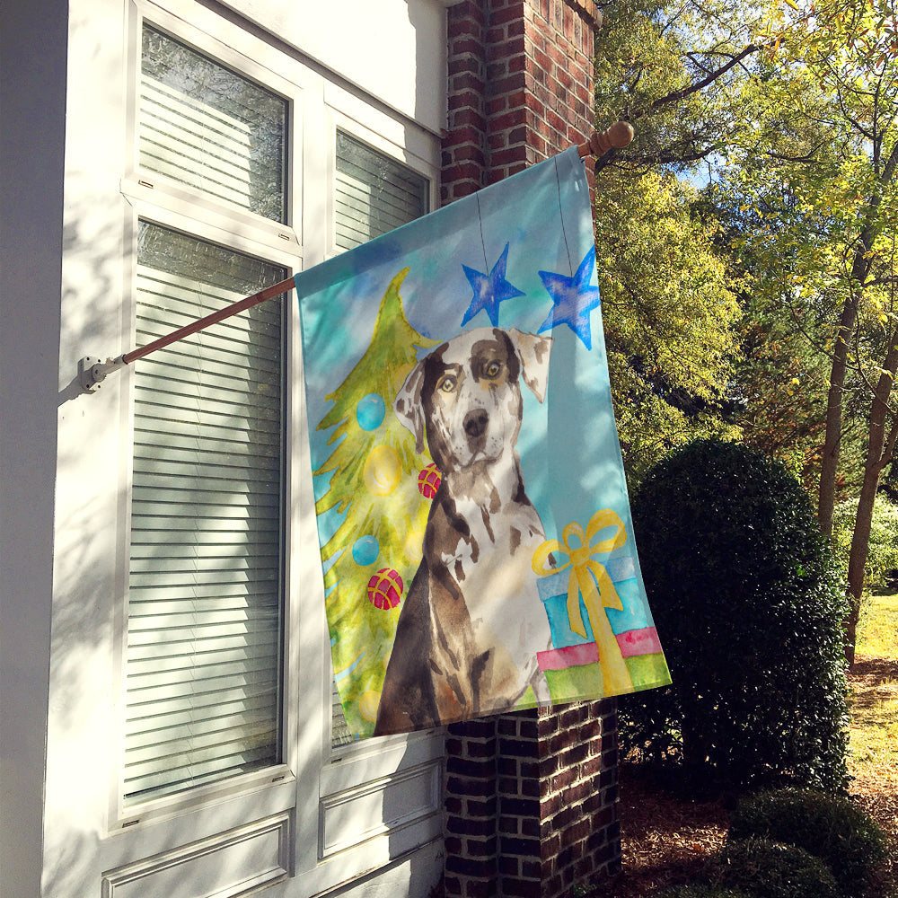 Christmas Tree Catahoula Leopard Dog House Flag 28x40 Porch Sleeve Pole Decorative Outside Yard Banner Artwork Wall Hanging, Polyester