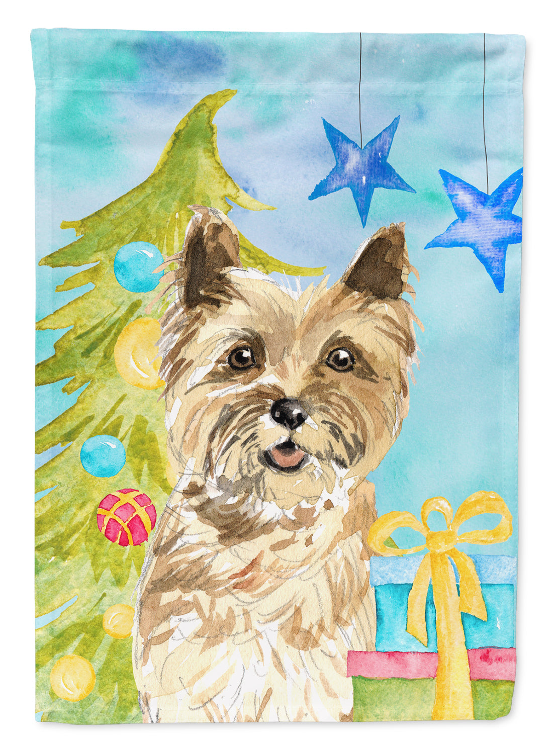 Christmas Tree Cairn Terrier House Flag 28x40 Porch Sleeve Pole Decorative Outside Yard Banner Artwork Wall Hanging, Polyester