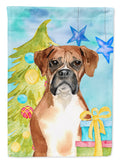 Christmas Tree Boxer House Flag 28x40 Porch Sleeve Pole Decorative Outside Yard Banner Artwork Wall Hanging, Polyester