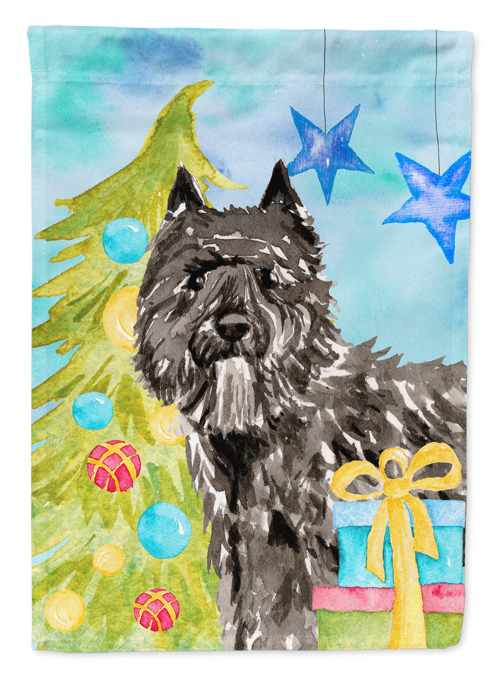 Christmas Tree Bouvier des Flandres House Flag 28x40 Porch Sleeve Pole Decorative Outside Yard Banner Artwork Wall Hanging, Polyester