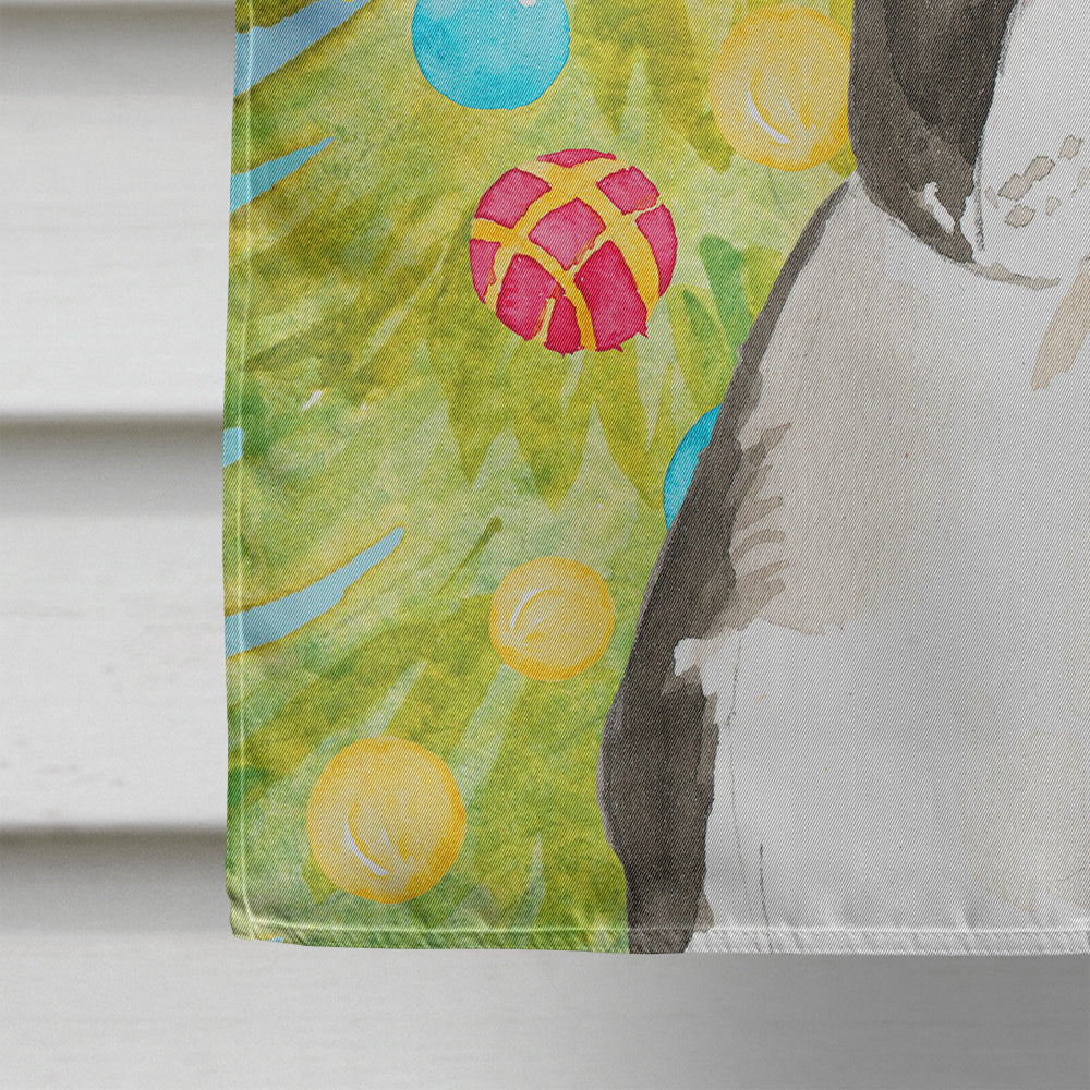 Christmas Tree Boston Terrier House Flag 28x40 Porch Sleeve Pole Decorative Outside Yard Banner Artwork Wall Hanging, Polyester