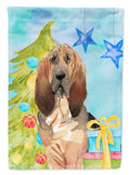 Christmas Tree Bloodhound House Flag 28x40 Porch Sleeve Pole Decorative Outside Yard Banner Artwork Wall Hanging, Polyester