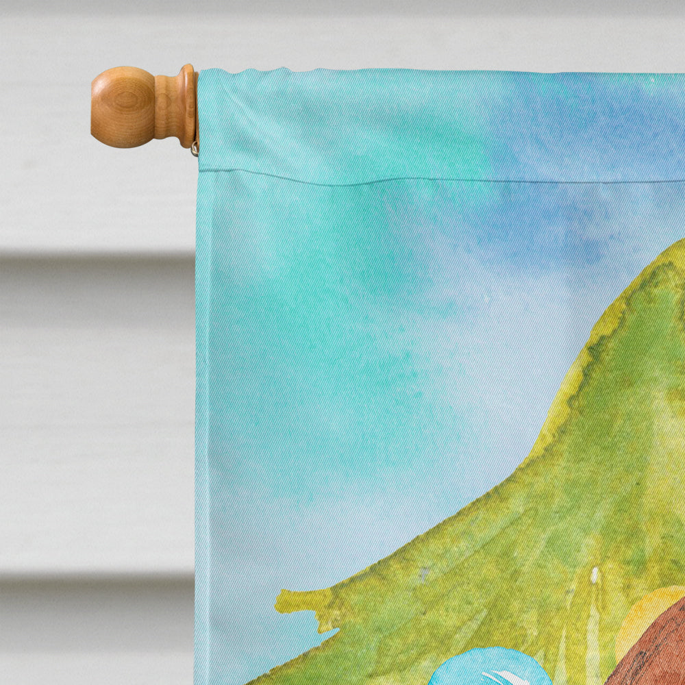 Christmas Tree Basset Hound House Flag 28x40 Porch Sleeve Pole Decorative Outside Yard Banner Artwork Wall Hanging, Polyester