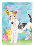 Easter Eggs Fox Terrier House Flag 28x40 Porch Sleeve Pole Decorative Outside Yard Banner Artwork Wall Hanging, Polyester