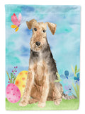 Easter Eggs Welsh Terrier House Flag 28x40 Porch Sleeve Pole Decorative Outside Yard Banner Artwork Wall Hanging, Polyester