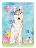 Easter Eggs Siberian Husky House Flag 28x40 Porch Sleeve Pole Decorative Outside Yard Banner Artwork Wall Hanging, Polyester