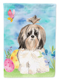 Easter Eggs Shih Tzu House Flag 28x40 Porch Sleeve Pole Decorative Outside Yard Banner Artwork Wall Hanging, Polyester