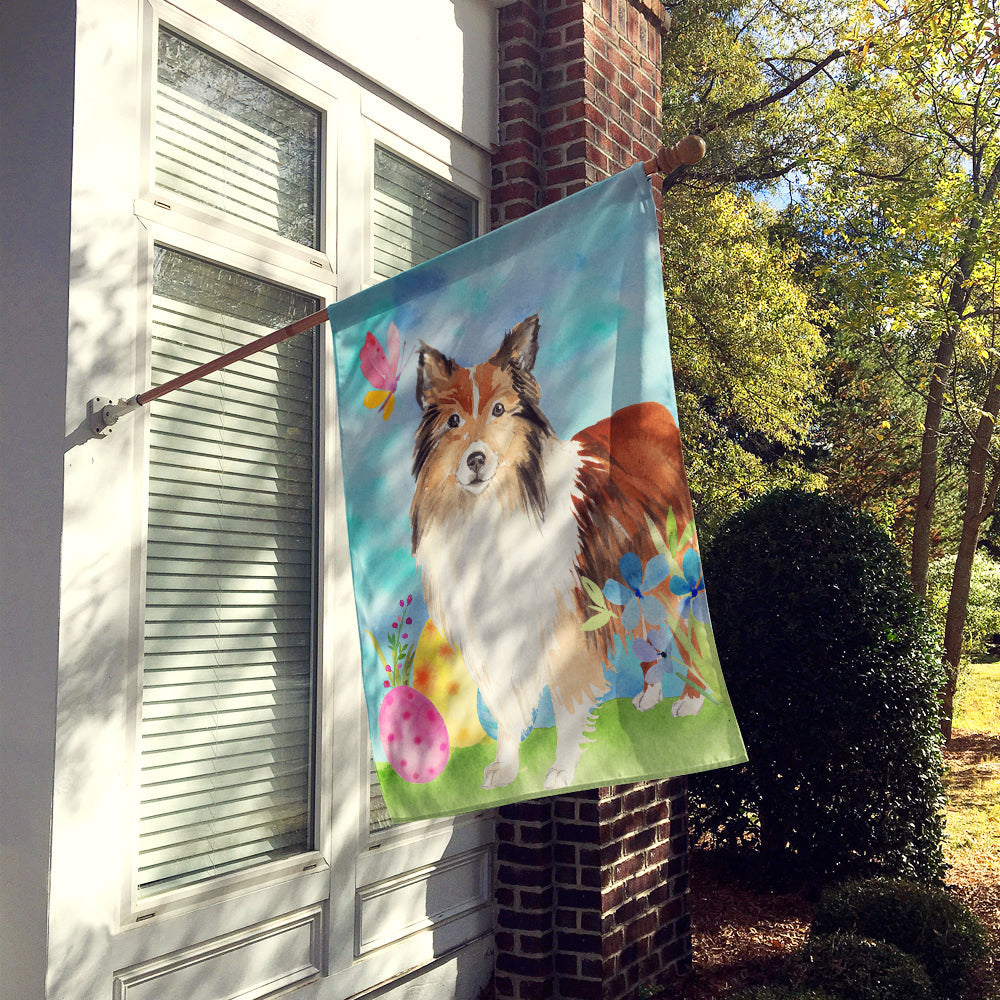 Easter Eggs Sheltie House Flag 28x40 Porch Sleeve Pole Decorative Outside Yard Banner Artwork Wall Hanging, Polyester