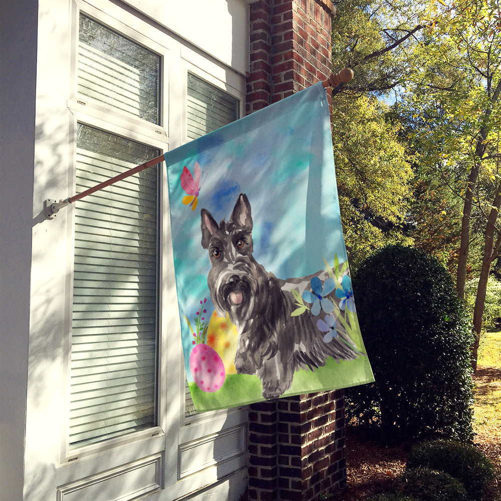 Easter Eggs Scottish Terrier House Flag 28x40 Porch Sleeve Pole Decorative Outside Yard Banner Artwork Wall Hanging, Polyester