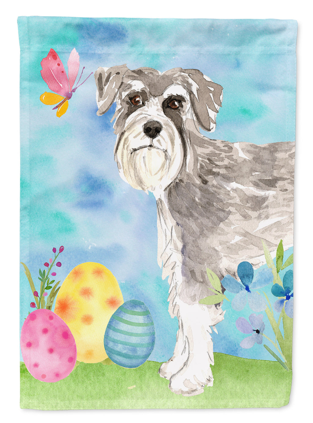 Easter Eggs Schnauzer #1 House Flag 28x40 Porch Sleeve Pole Decorative Outside Yard Banner Artwork Wall Hanging, Polyester