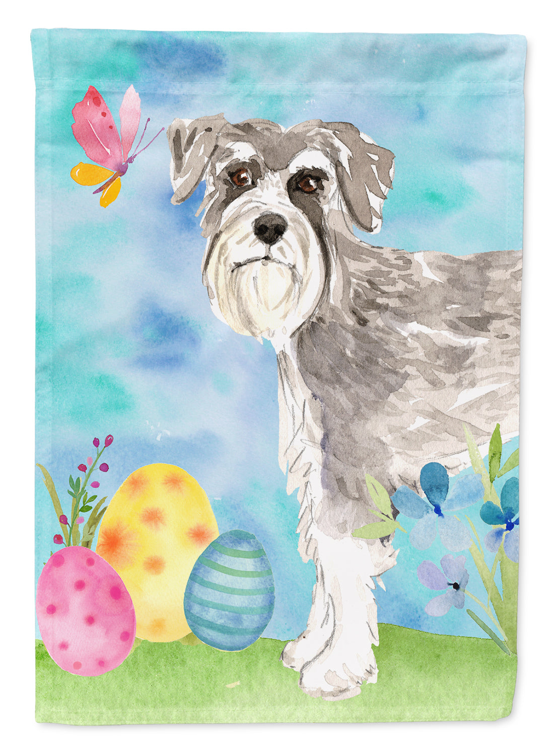 Easter Eggs Schnauzer #1 House Flag 28x40 Porch Sleeve Pole Decorative Outside Yard Banner Artwork Wall Hanging, Polyester