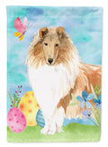 Easter Eggs Rough Collie House Flag 28x40 Porch Sleeve Pole Decorative Outside Yard Banner Artwork Wall Hanging, Polyester
