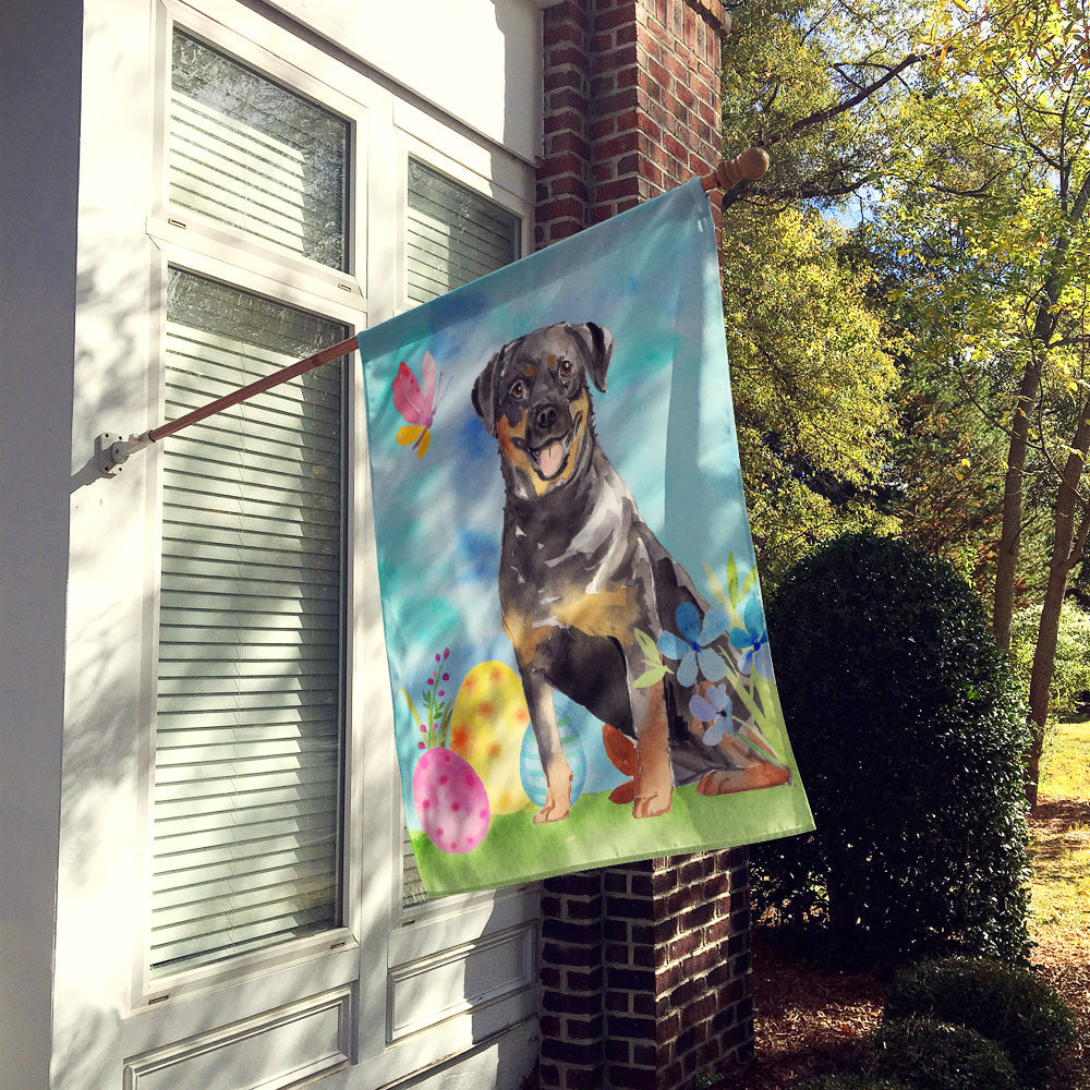 Easter Eggs Rottweiler House Flag 28x40 Porch Sleeve Pole Decorative Outside Yard Banner Artwork Wall Hanging, Polyester