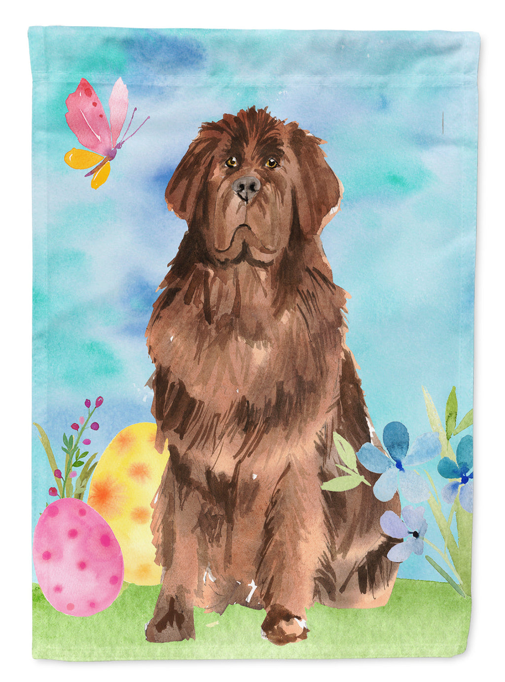 Easter Eggs Newfoundland House Flag 28x40 Porch Sleeve Pole Decorative Outside Yard Banner Artwork Wall Hanging, Polyester